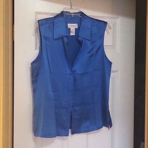 Brand New Silk Blouse, sleeveless,  Blue,  Size 14, Chadwicks